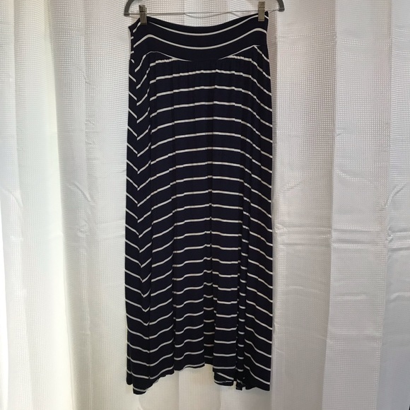By & By Navy and White Striped Maxi Skirt - Picture 1 of 3